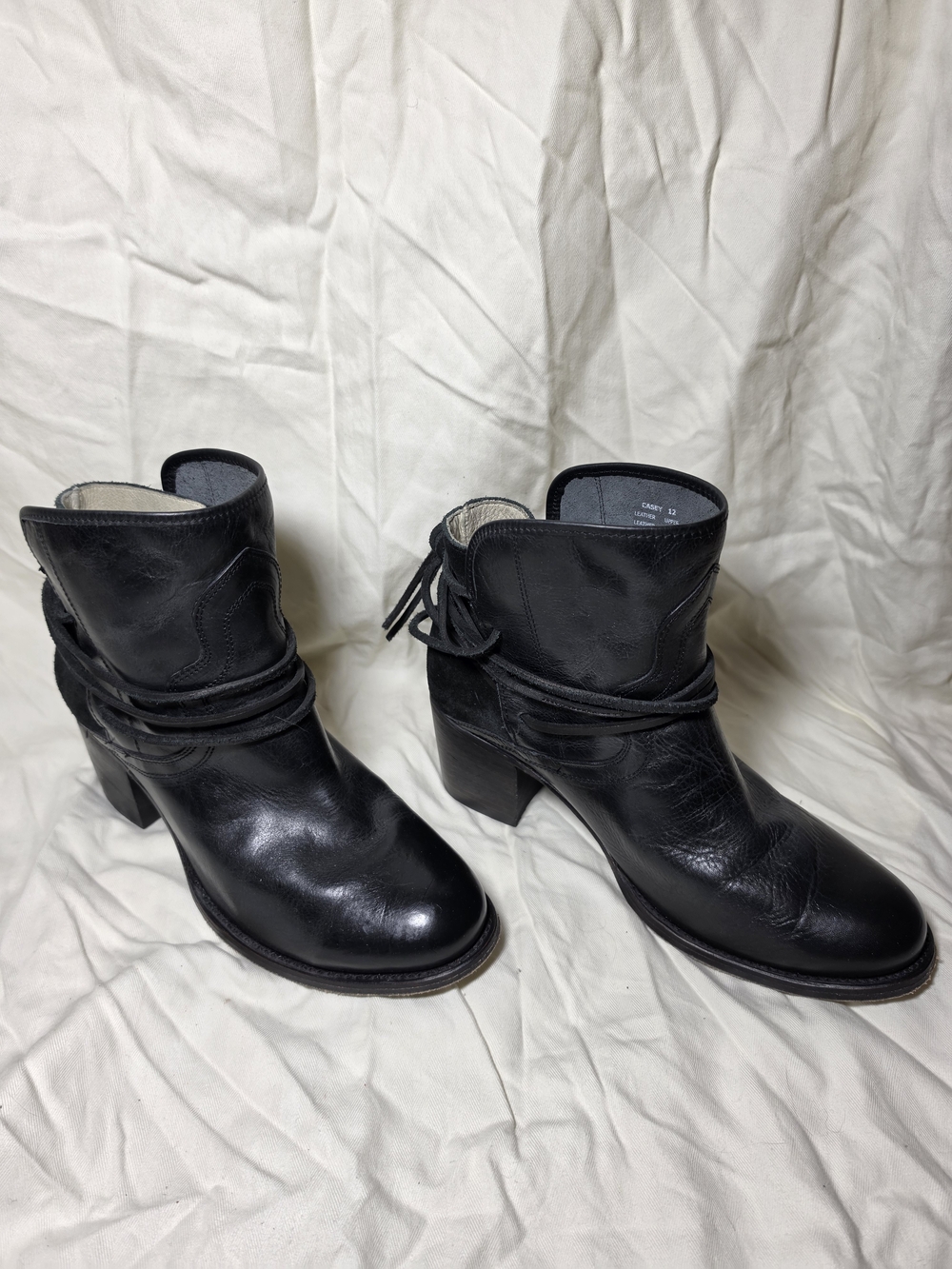 freebird Black Leather Wrapped Lace Ankle Booties